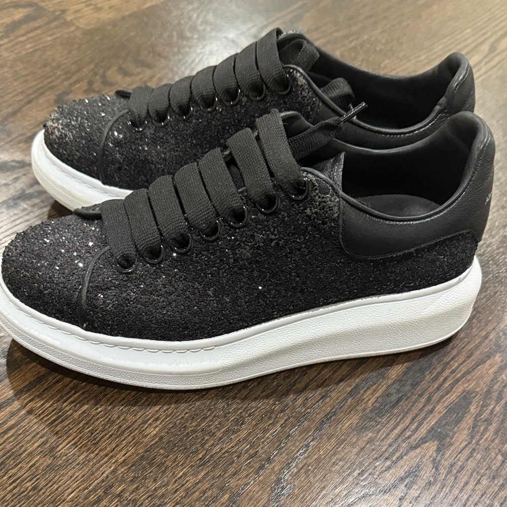 Alexander McQueen Black Glitter Women’s Sneakers Size 37 - Picture 4 of 16
